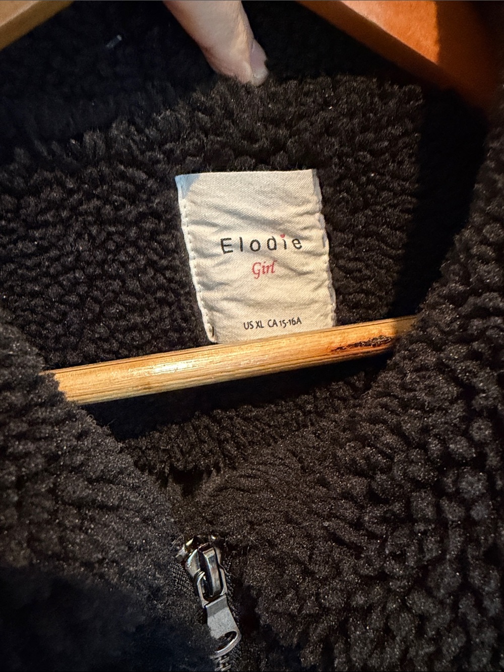 Elodie Black Sherpa Zip-Up Kids Jacket - Picture 2 of 5